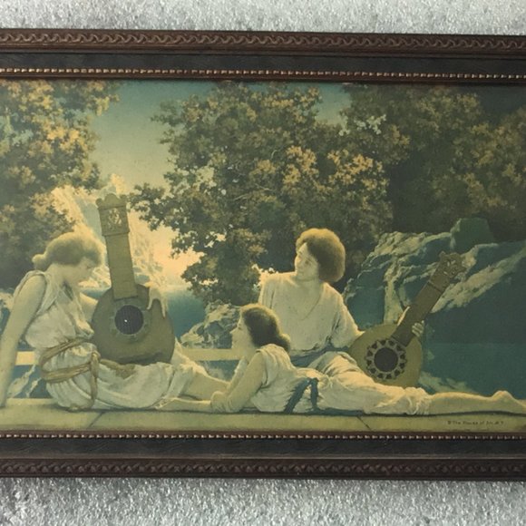 Antique & lovely Maxfield Parrish framed print - The Lute Players - Picture 2 of 10